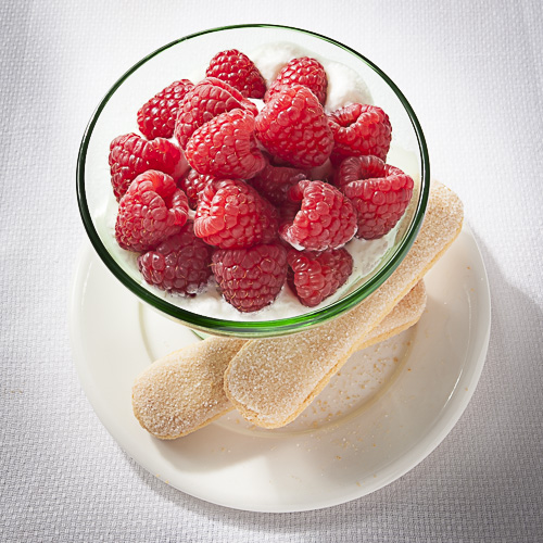 Raspberries in Cream with Italian Savoiardi Cookies by Detroit food photographer Don Schulte: Detroit Food photography, Product Photography, Architectural Photography by Don Schulte